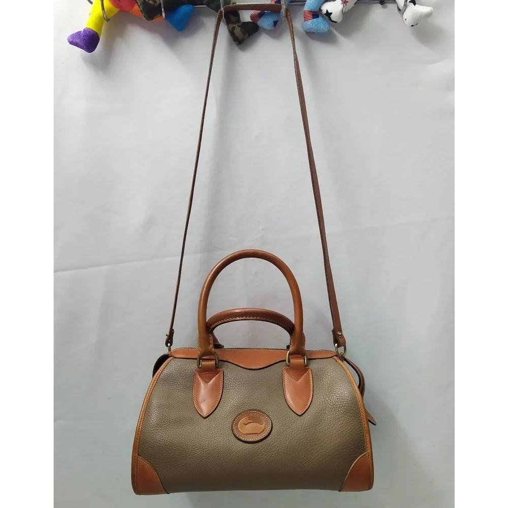 Dooney & Bourke Taupe Tan Pebbled Leather Doctor Satchel Bag - VTG Made in USA